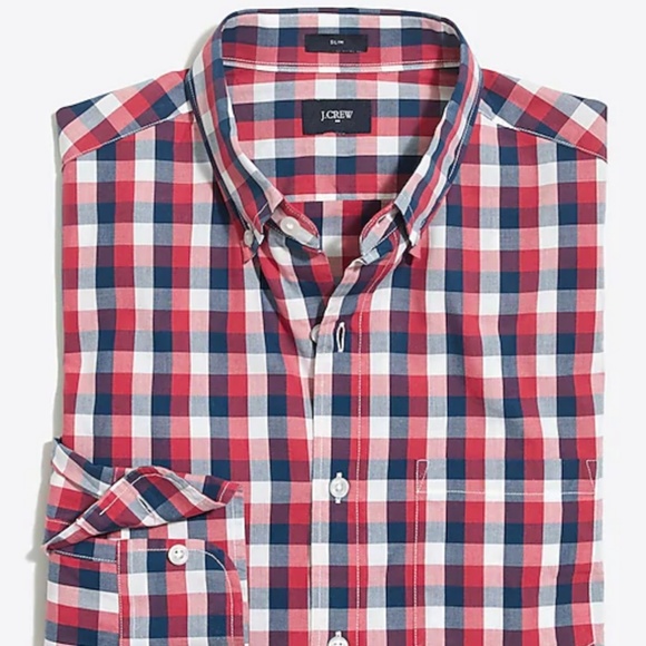 J. Crew Other - J. Crew Lightweight Gingham Washed Shirt Slim Sz L